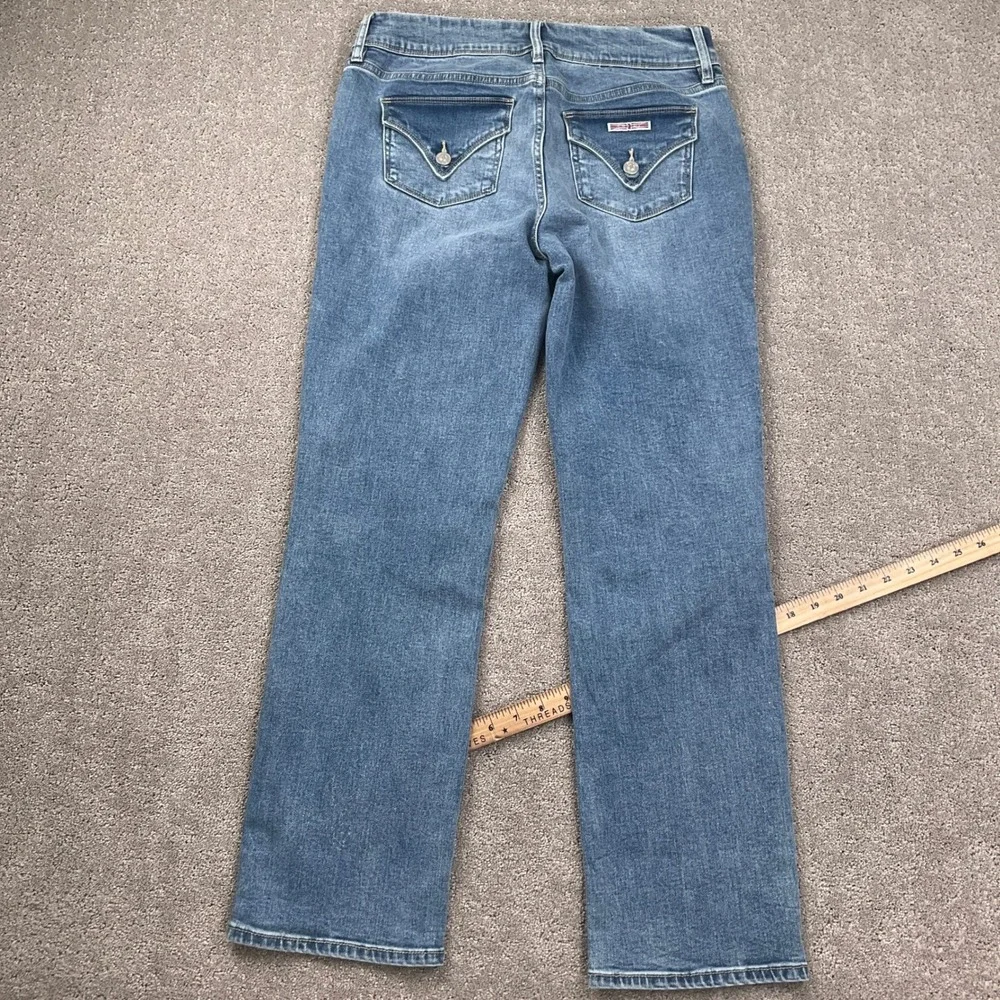 Hudson LA Jeans Womens 8 Blue‎ Stonewash Button Flap Straight Leg Stretch Denim